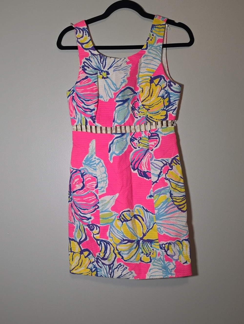 Lilly Pulitzer Iggy Pink Floral Shift Dress with Multicolor Accents